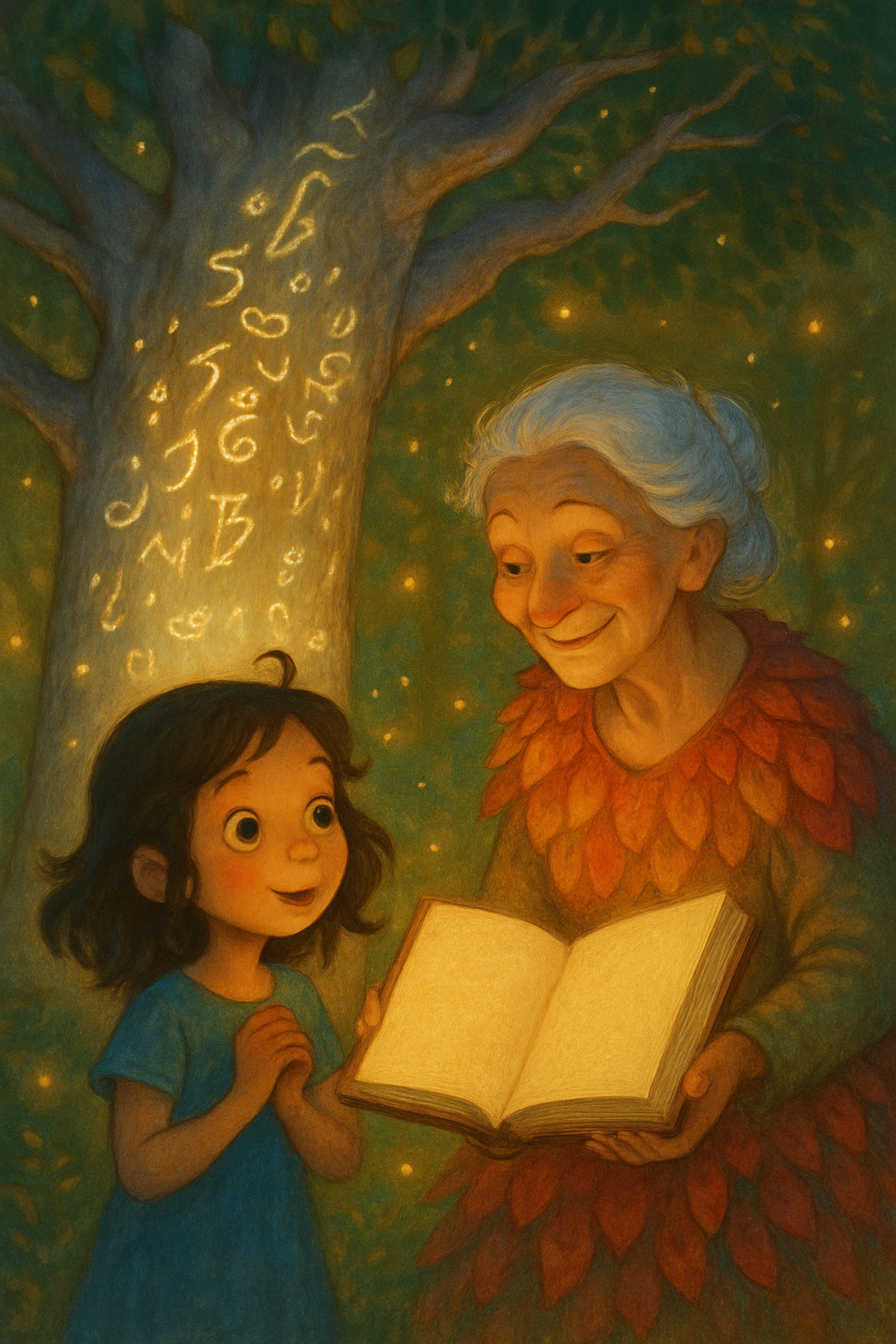 Maya and Aria at the Story Tree